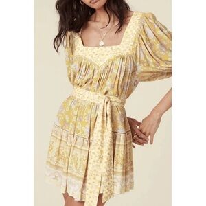 RARE! Spell and the Gypsy Collective Mossy Mini Dress in Lemonade